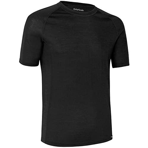 GripGrab Merino-Wool Polyfibre Short Sleeve Cycling Base Layer-Thermal Bicycle Hiking Under-Shirt-Black and Navy-Blue Camisetas Interiores Ciclismo